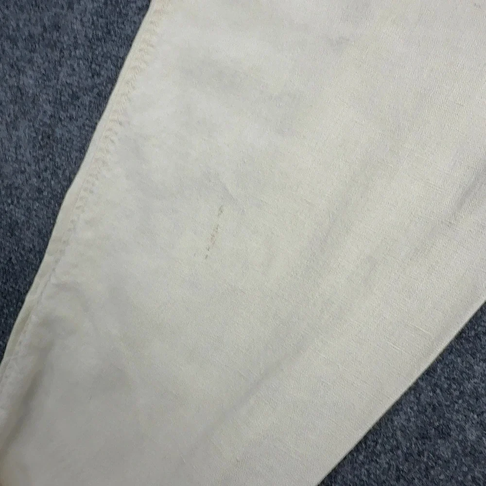 Vintage Gap Pants Mens 36/34 Cream Linen Pleated Relaxed Trousers Casual Style